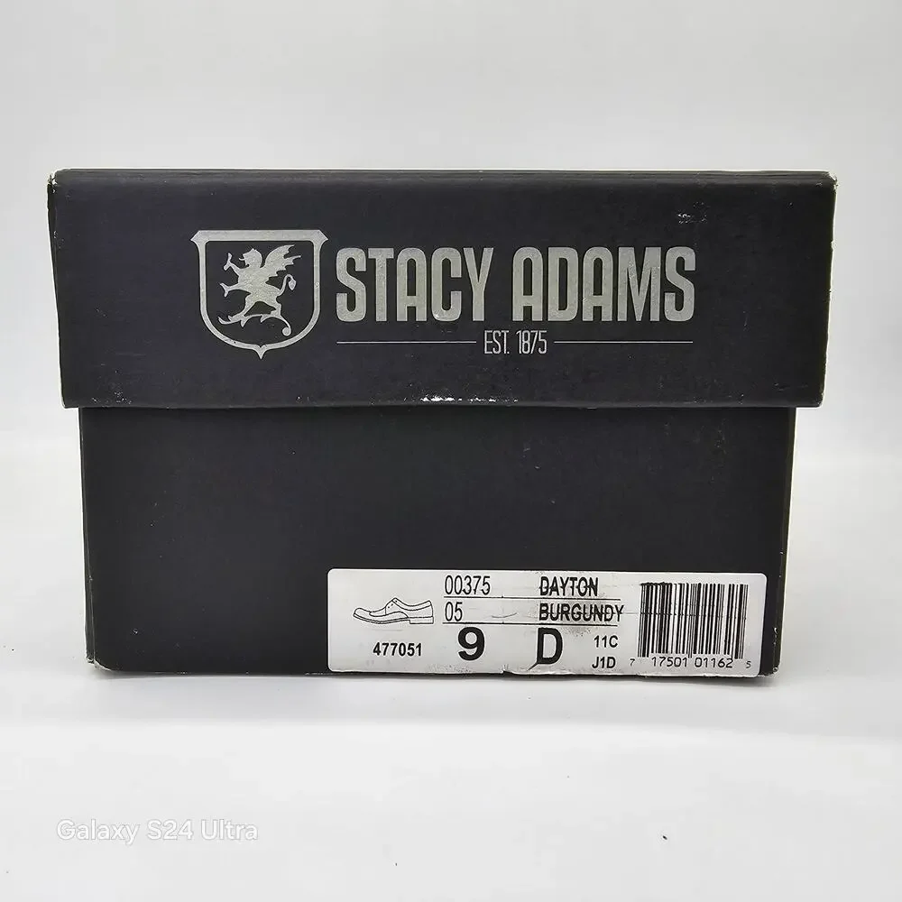 Stacy Adams Dayton Ostrich Wingtip Oxford Burgundy Lace up Dress Shoe Men's 9D